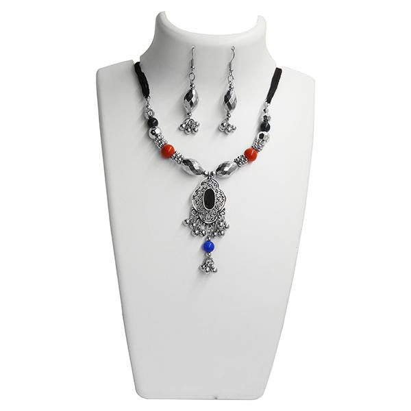 Jeweljunk Beads Rhodium Plated Navratri Special Necklace Set - 1110945