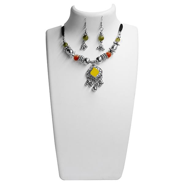 Jeweljunk Beads Rhodium Plated Navratri Special Necklace Set - 1110960