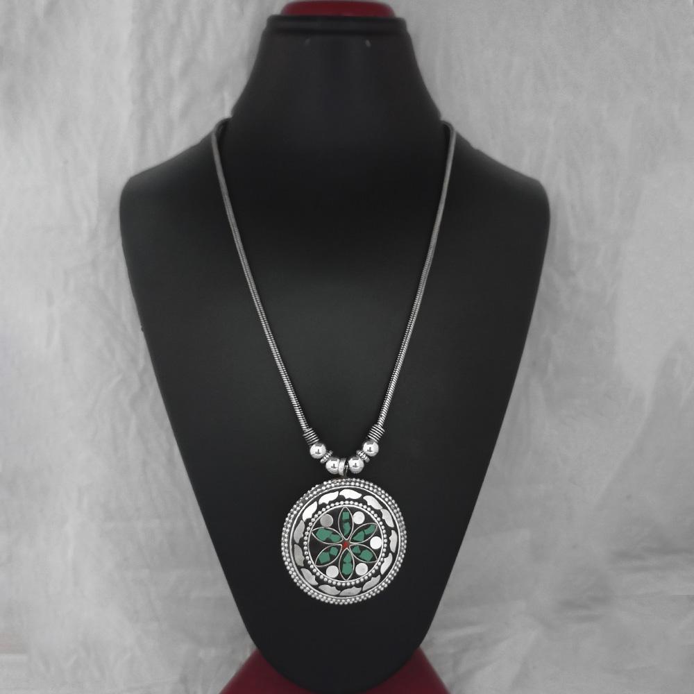 Jeweljunk Oxidised Plated Handmade Rock Chip Necklace  - 1111037