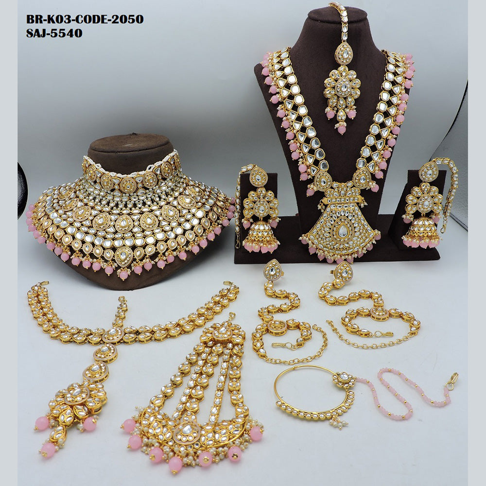 Soni Art Jewellery Gold Plated Kundan Stone Bridal Set