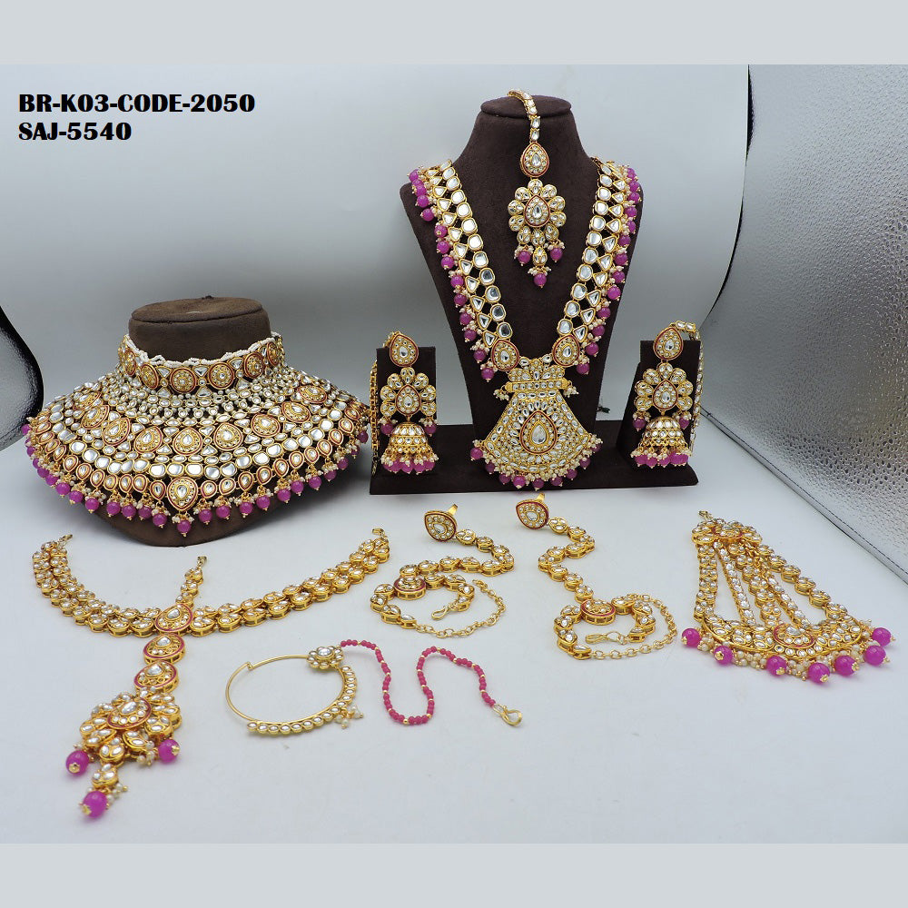 Soni Art Jewellery Gold Plated Kundan Stone Bridal Set