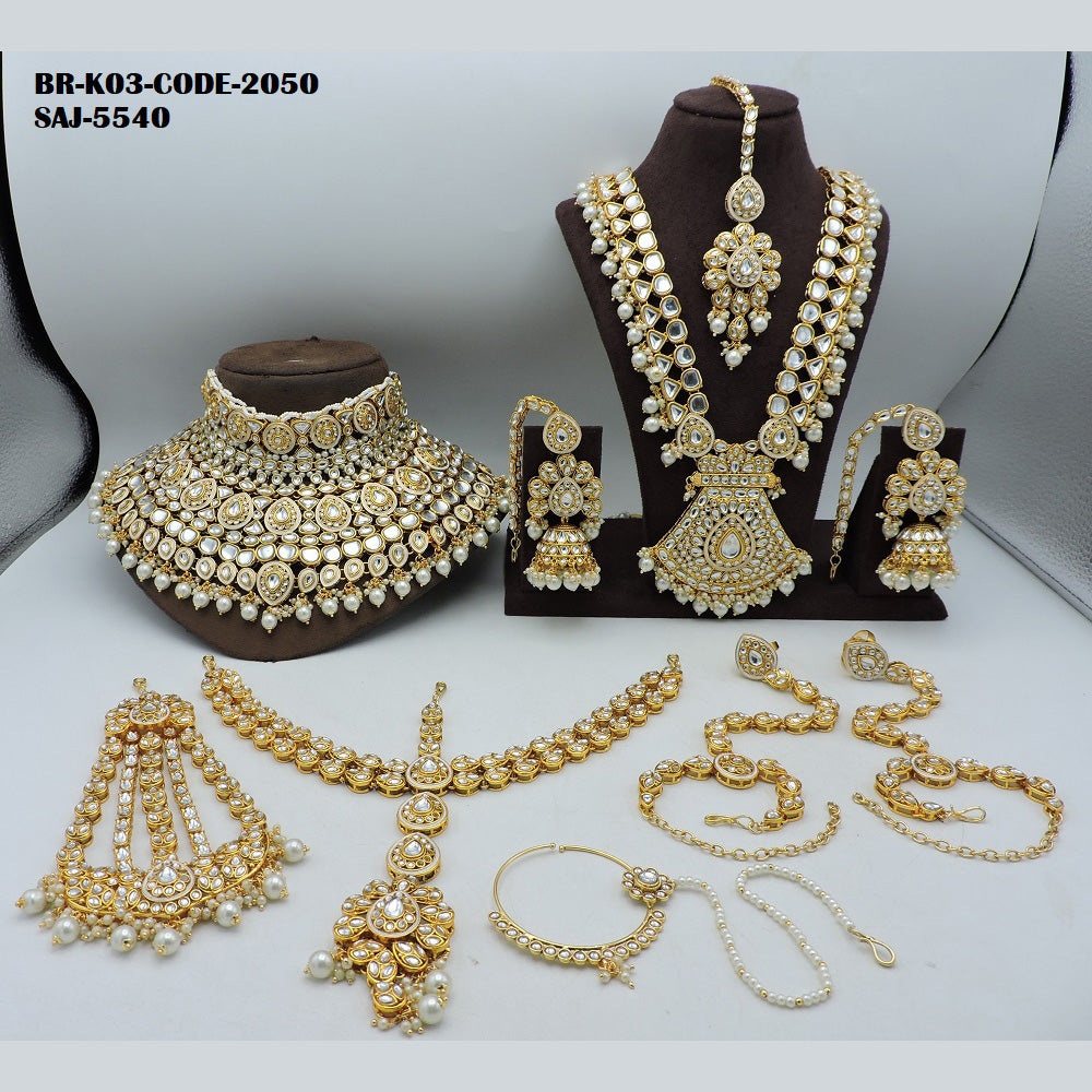 Soni Art Jewellery Gold Plated Kundan Stone Bridal Set