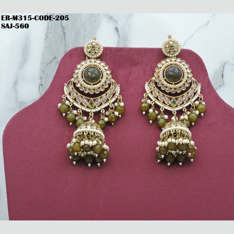 Soni Art Jewellery Gold Plated Crystal Stone Jhumki Earrings