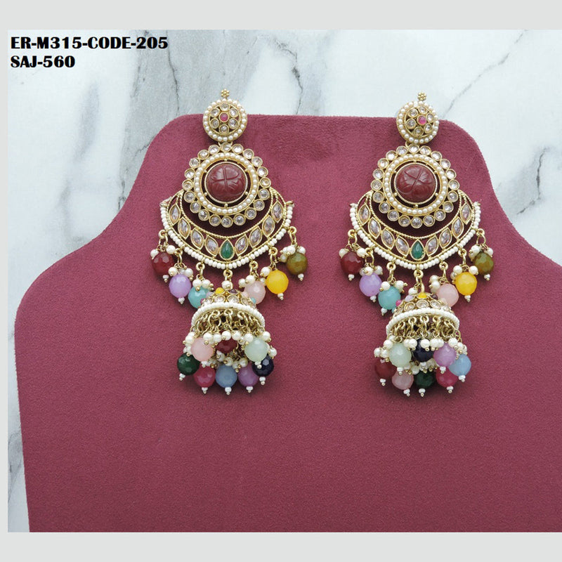 Soni Art Jewellery Gold Plated Crystal Stone Jhumki Earrings