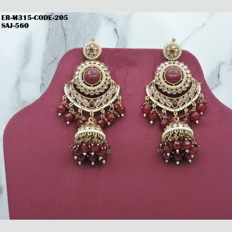 Soni Art Jewellery Gold Plated Crystal Stone Jhumki Earrings