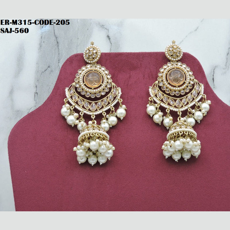 Soni Art Jewellery Gold Plated Crystal Stone Jhumki Earrings