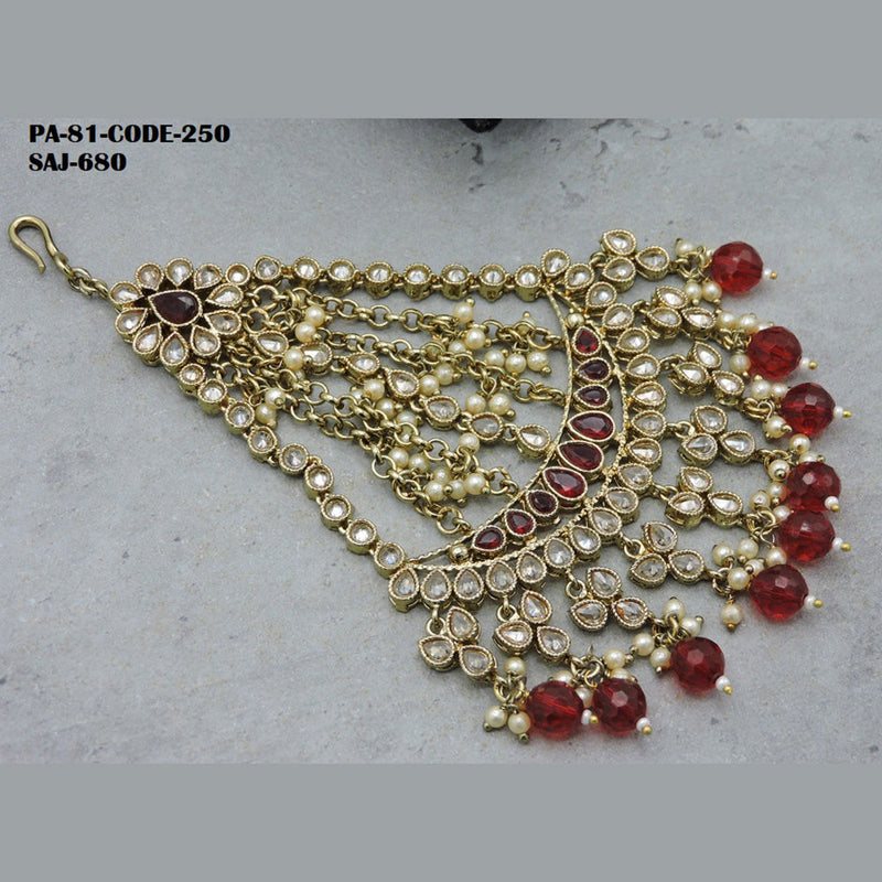 Soni Art Jewellery Gold Plated Kundan Stone & Beads Pasa