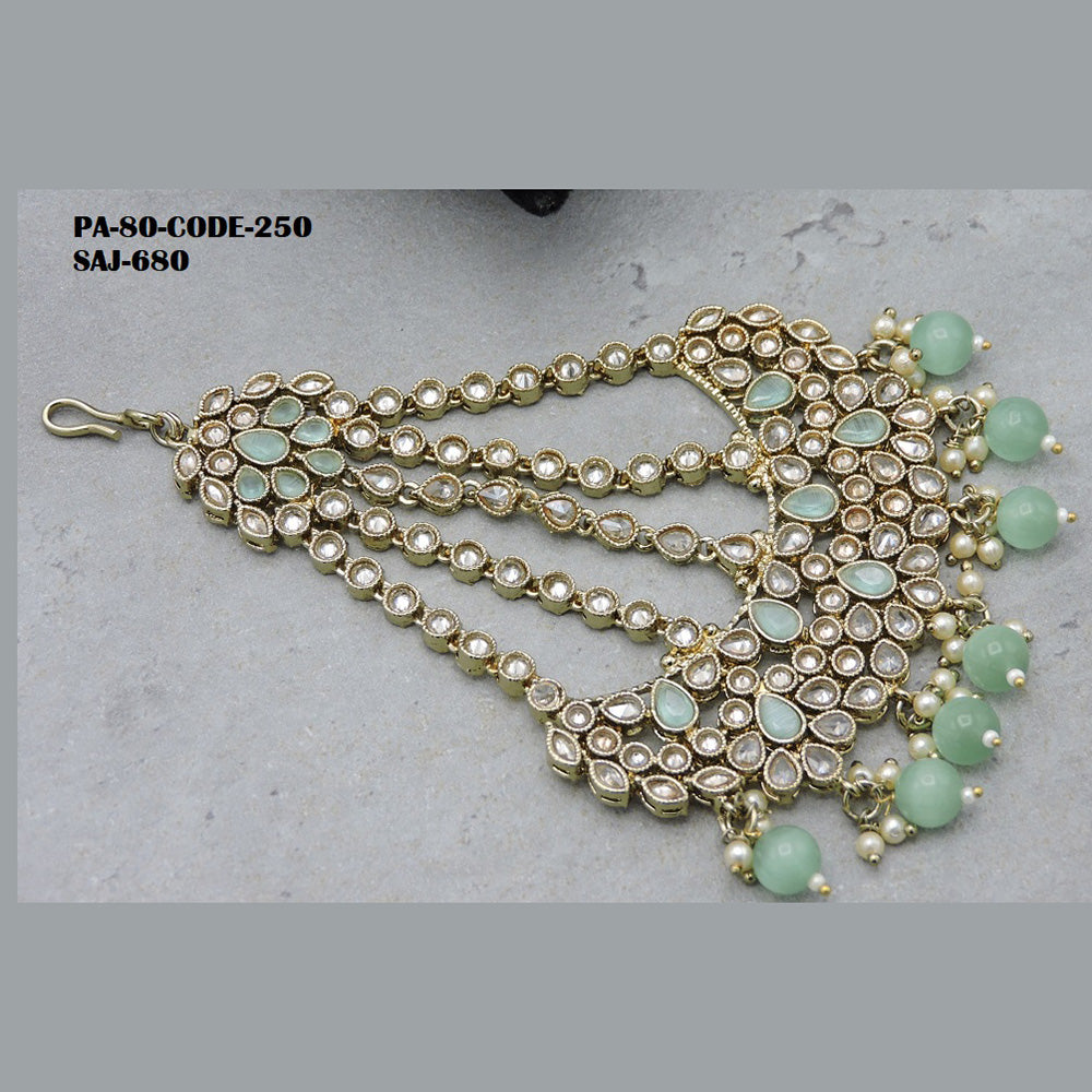 Soni Art Jewellery Gold Plated Kundan Stone & Beads Pasa