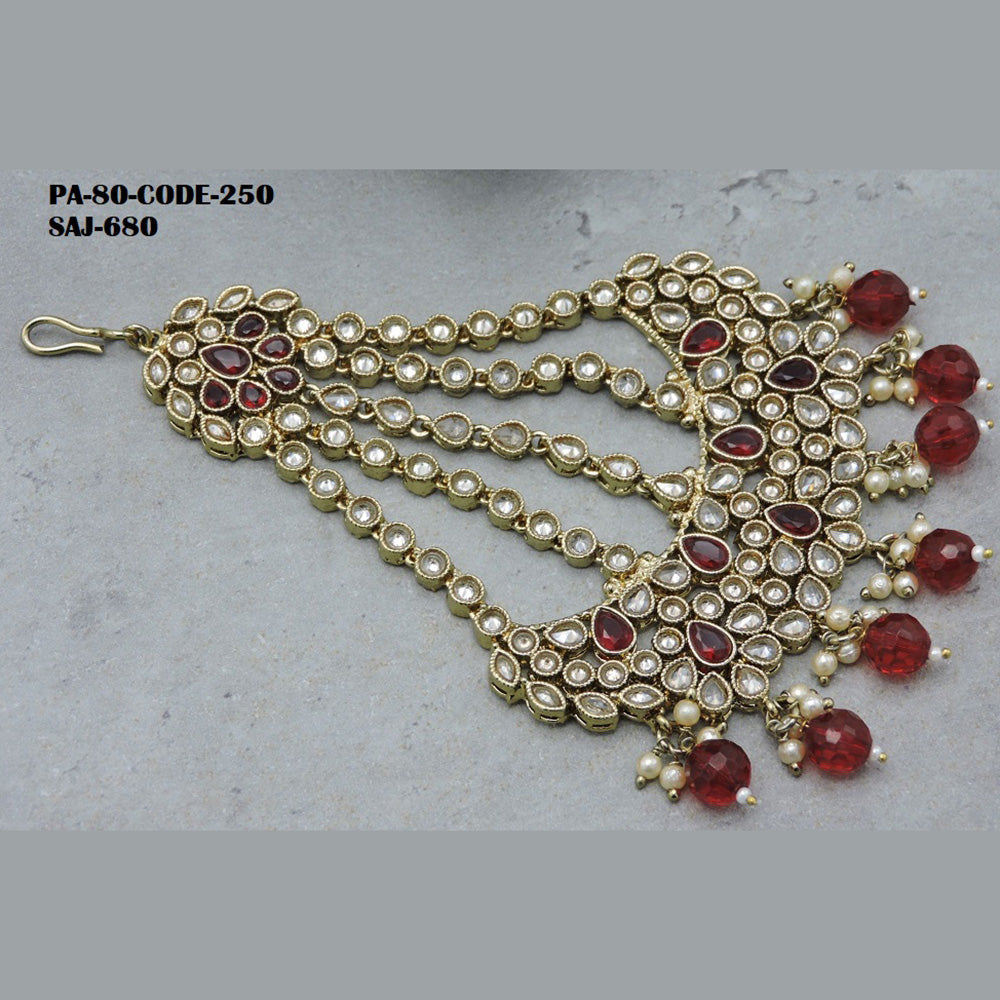 Soni Art Jewellery Gold Plated Kundan Stone & Beads Pasa