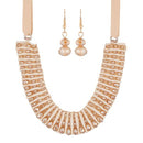Urthn Peach Crystal Beads Statement Necklace Set - 1111228B