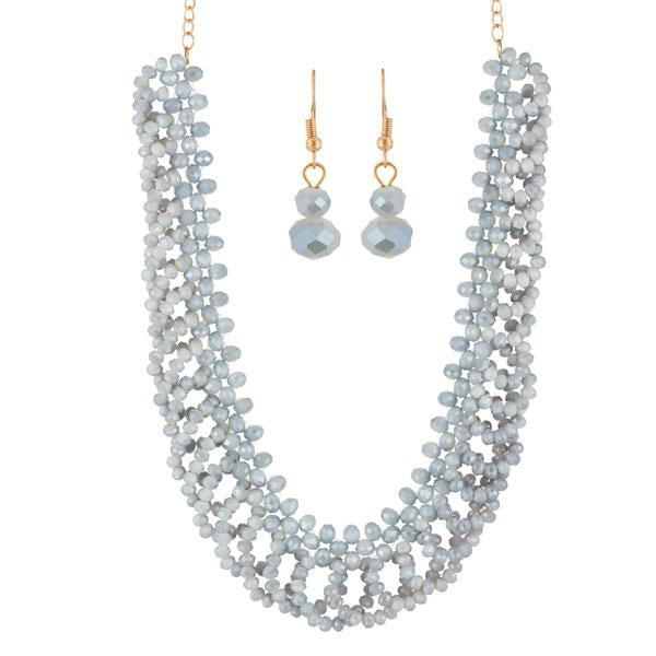 Urthn Grey Crystal Beads Statement Necklace Set - 1111233F