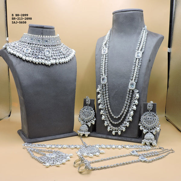 Soni Art Jewellery Silver Plated Kundan Stone Bridal Set