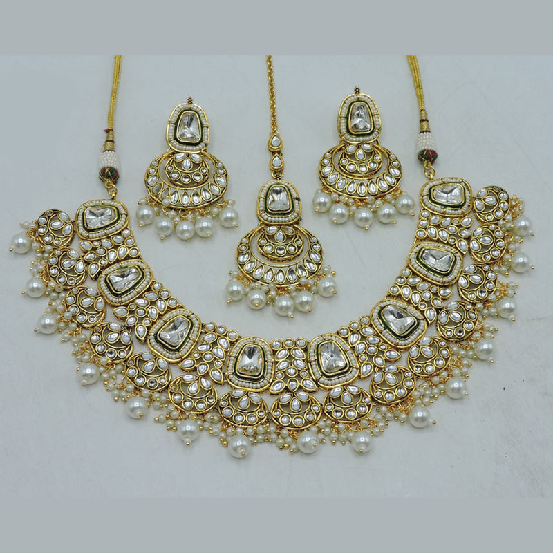 Soni Art Jewellery Gold Plated Kundan Stone Necklace Set