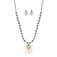 Urthn Rhodium Plated Gems Stone Necklace Set - 1111316E