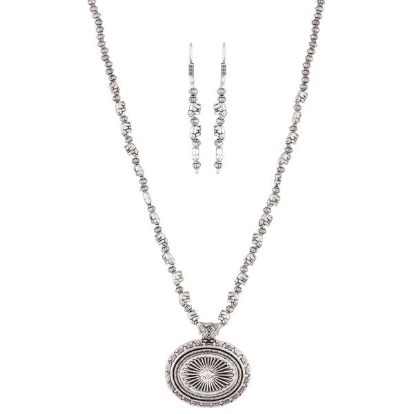 Urthn Rhodium Plated Elephant Design Necklace Set - 1111319