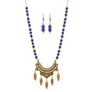 Urthn Antique Gold Plated Blue Beads Necklace Set - 1111321B