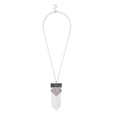 Urthn Resin Stone Rhodium Plated Hanging Chain Necklace - 1111404C