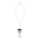 Urthn Resin Stone Rhodium Plated Hanging Chain Necklace - 1111404E