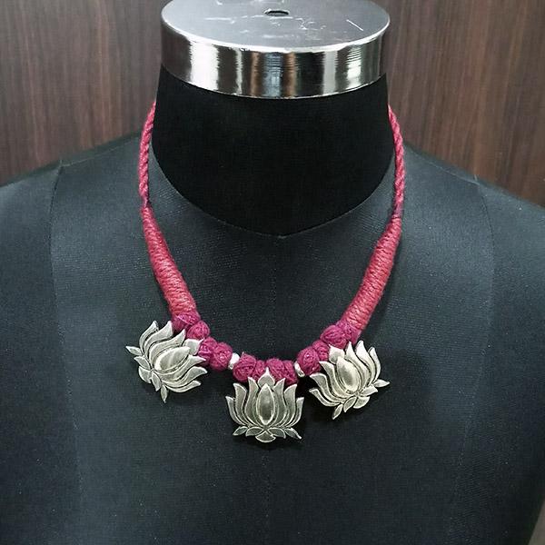 Jeweljunk Lotus Design Pink Dori Tribal Neckalce Set - 1111589