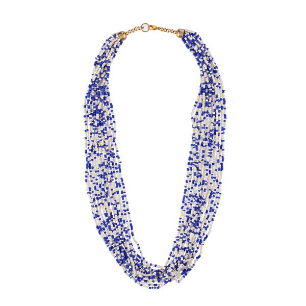 Urthn Blue Beads Zinc Alloy Statement Necklace - 1111601B