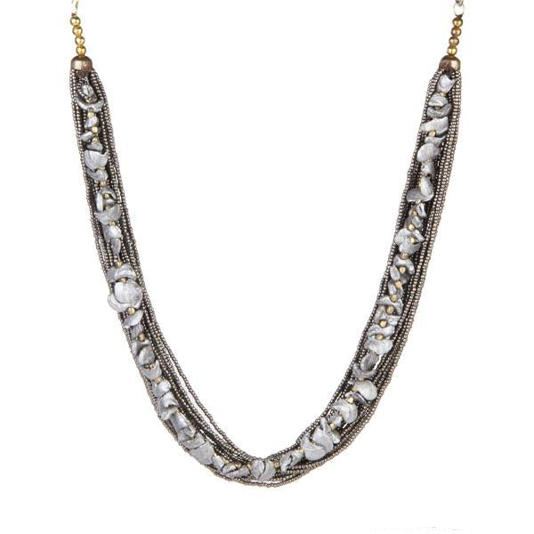 Urthn Silver Beads Statement Necklace Set - 1111604G