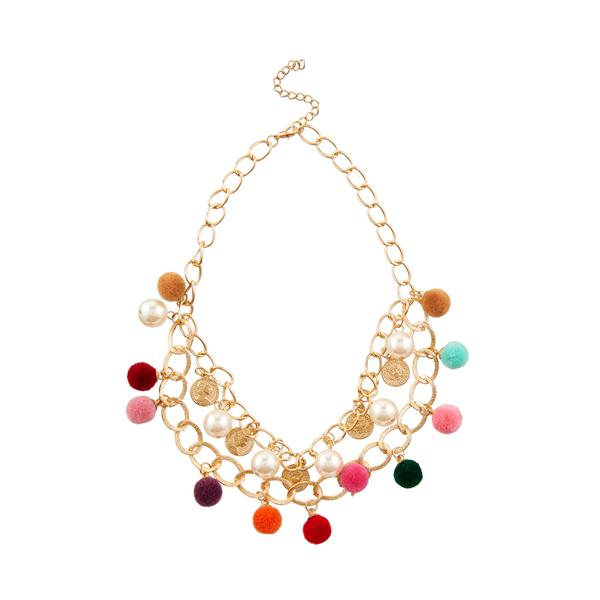 Jeweljunk Multicolour Thread Gold Plated Necklace - 1111709