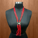 Urthn Red Hanging Lace Statement Necklace - 1111710C