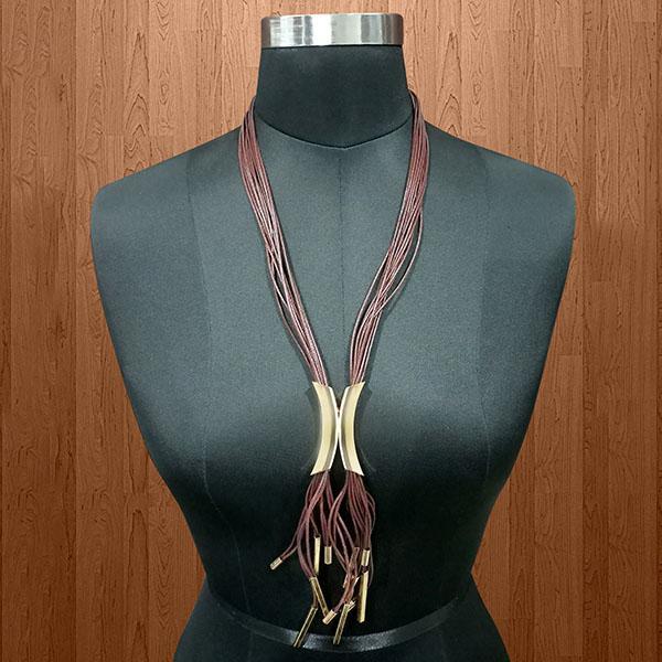 Urthn Brown Hanging Lace Statement Necklace - 1111711A