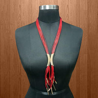 Urthn Red Hanging Lace Statement Necklace - 1111711C