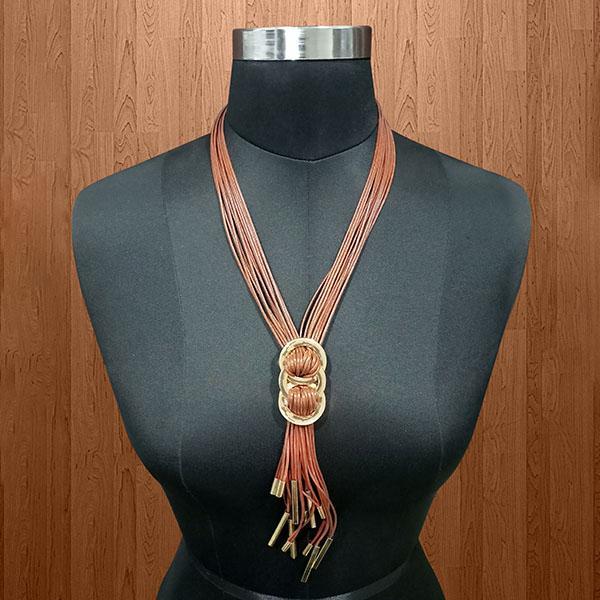 Urthn Brown Hanging Lace Statement Necklace - 1111714A