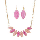 Urthn Gold Plated Pink Enamel Necklace Set - 1112103E