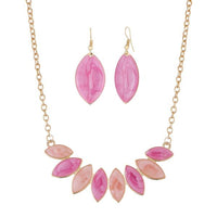 Urthn Gold Plated Pink Enamel Necklace Set - 1112103E