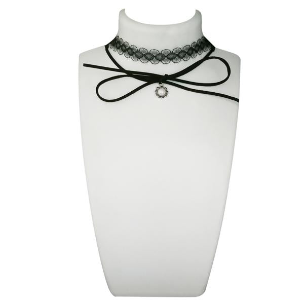 Jeweljunk Black Lace Choker Necklace - 1112303