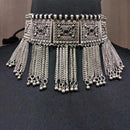 Jeweljunk Black Meenakari Rhodium Plated Statement Necklace - 1112401B
