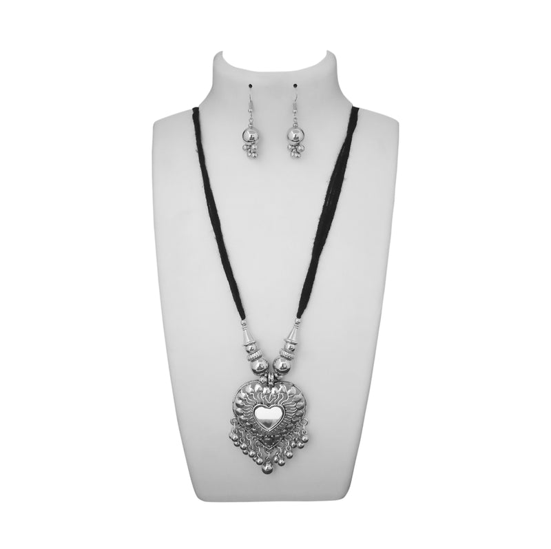 Jeweljunk Rhodium Plated Statement Necklace Set - 1112604