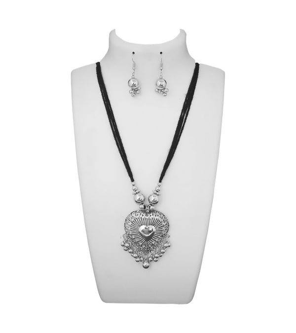 Jeweljunk Rhodium Plated Statement Necklace Set - 1112605