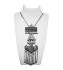 Jeweljunk Oxidised Plated Glass Statement Necklace - 1112615A