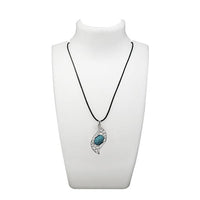 Urthn Blue Turquoise Stone Silver Plated Pendant - 1112706B