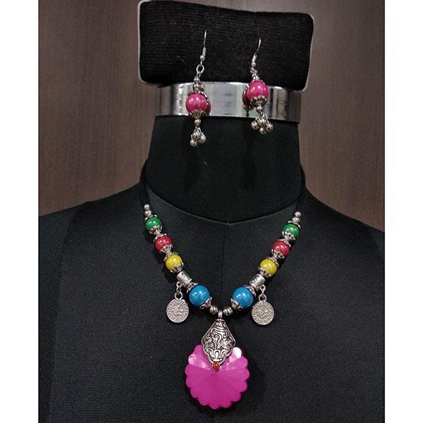 Jeweljunk Multicolor Beads Navratri Necklace Set - 1112857E