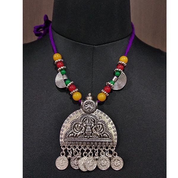 Jeweljunk Beads Rhodium Plated Navratri Special Necklace Set - 1112861E