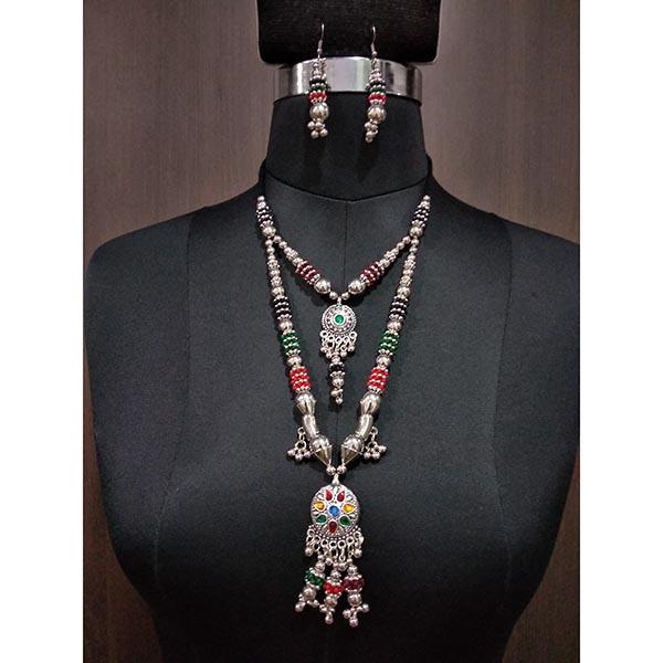 Jeweljunk Multicolour Beads Layer Navratri Necklace Set - 1112896