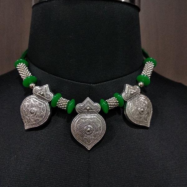 Jeweljunk Green Beads Choker Navratri Necklace - 1112901D