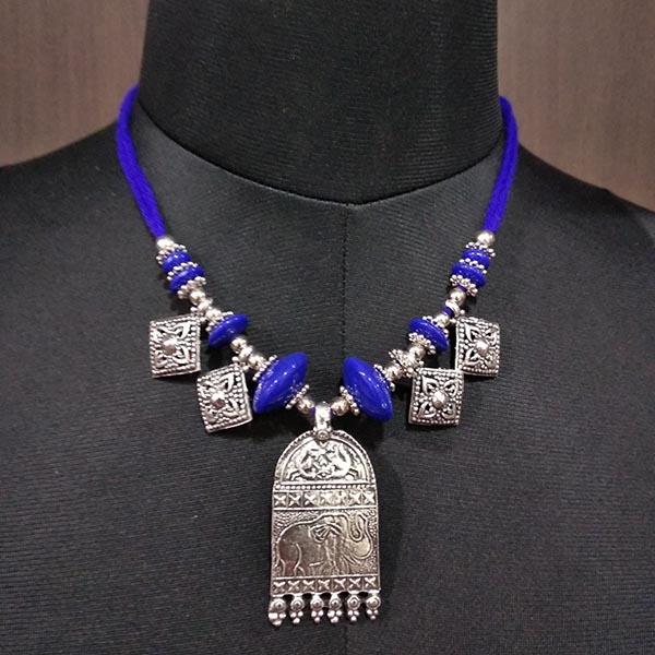Jeweljunk Blue Beads Choker Navratri Necklace - 1112902C
