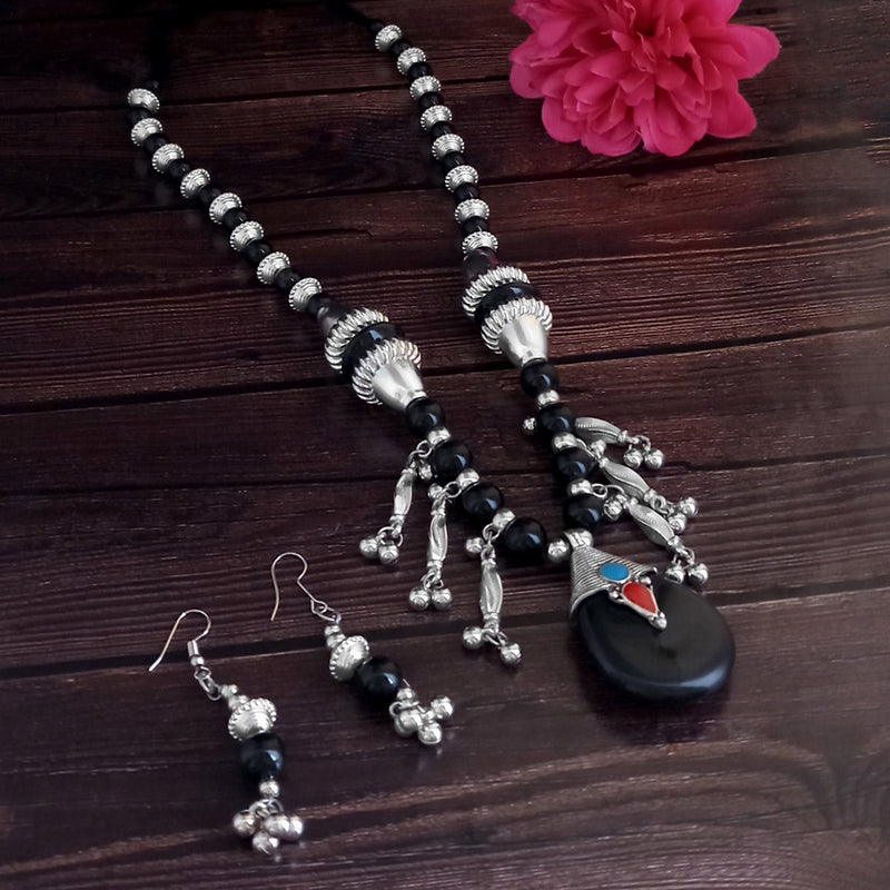 Jeweljunk Oxidised Plated Black color Necklace Set