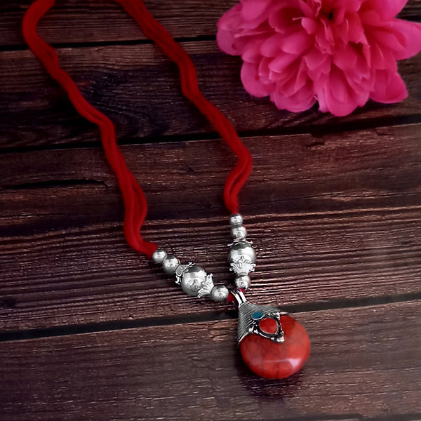 Jeweljunk Oxidised Plated Red color Necklace