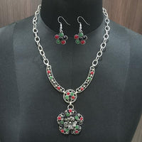 Urthn Pota Stone Floral Design Statement Neckalce Set