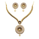 Kriaa Gold Plated Brown Austrian Stone Necklace Set