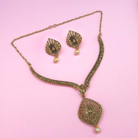 Kriaa Gold Plated Brown Austrian Stone Necklace Set