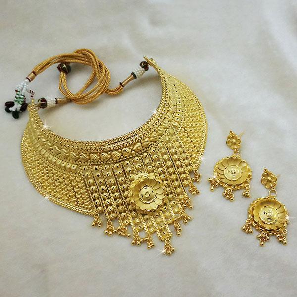 Utkrishtt Copper Forming Gold Plated Choker Necklace Set - 1113301