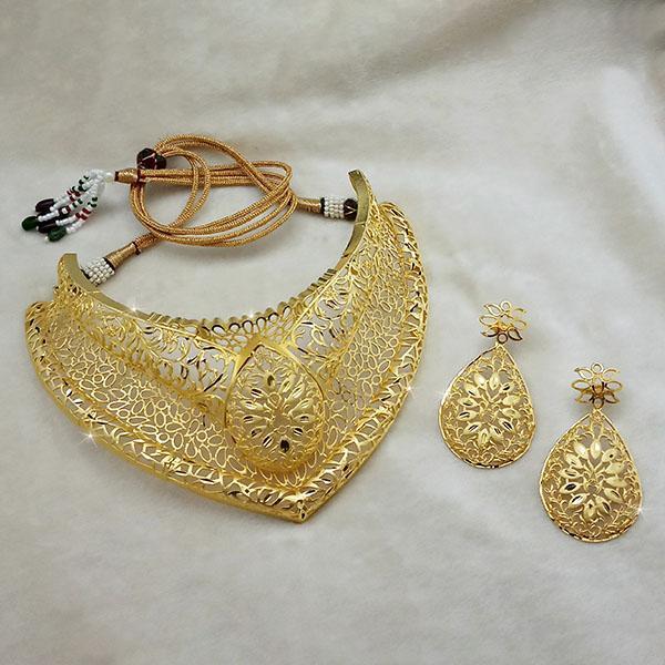 Utkrishtt Copper Forming Gold Plated Choker Necklace Set - 1113302